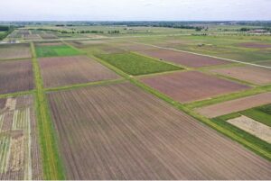 aerial view of segmented pieces of land that make up the south farms